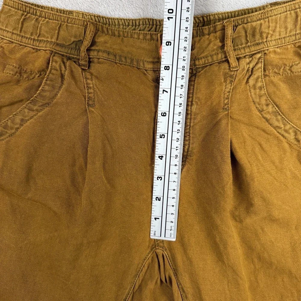Free People Pants Womens 2 Brown Tencel Linen Pleated‎ Tapered Ankle Tie Boho